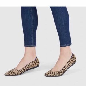 Rothy's The Point Leopard Print Flats size 8 Retired Cheetah Tan Brown office